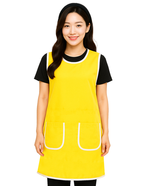 幼兒園老師圍裙/日式圍裙/訂製圍裙-桔黃<span>APCAN-A-00058</span>示意圖