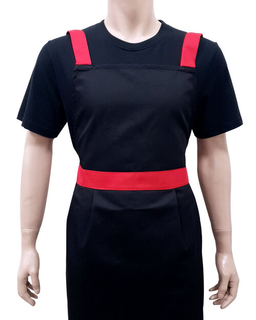 廚師圍裙/背後交叉圍裙/訂製圍裙-黑紅 <span>APCAN-X-00062</span>示意圖