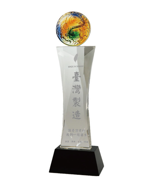 紀念獎座-柱體水晶獎牌-圓牌琉璃款<span>CPH-F023</span>示意圖