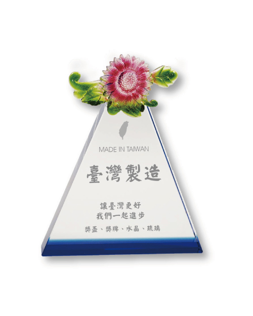 紀念獎座-三角水晶獎牌<span>CPT-B005</span>示意圖