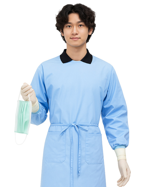 反穿式連身手術服/刷手服-水藍<span>DOCC-A01-01</span>示意圖