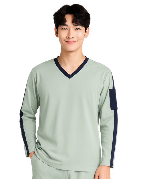 健檢服 男版 灰配丈青 <span>HELTH-M-B13</span>示意圖