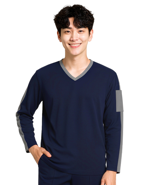 健檢服 男版 丈青配灰 <span>HELTH-M-B14</span>示意圖
