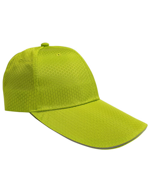 蜂網布六片帽夾反光條壓式銀釦-蘋果綠<span>HRS-A3-01</span>示意圖