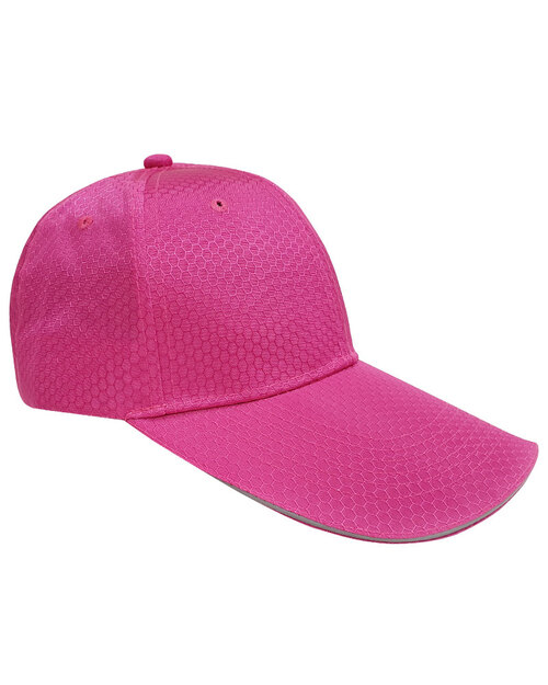 蜂網布六片帽夾反光條壓式銀釦-粉紅<span>HRS-A3-03</span>示意圖