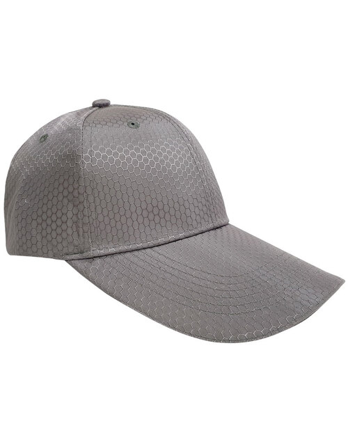 蜂網布六片帽夾反光條壓式銀釦-灰<span>HRS-A3-06</span>示意圖