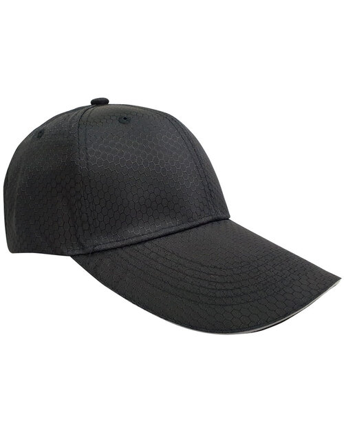蜂網布六片帽夾反光條壓式銀釦-黑<span>HRS-A3-07</span>示意圖