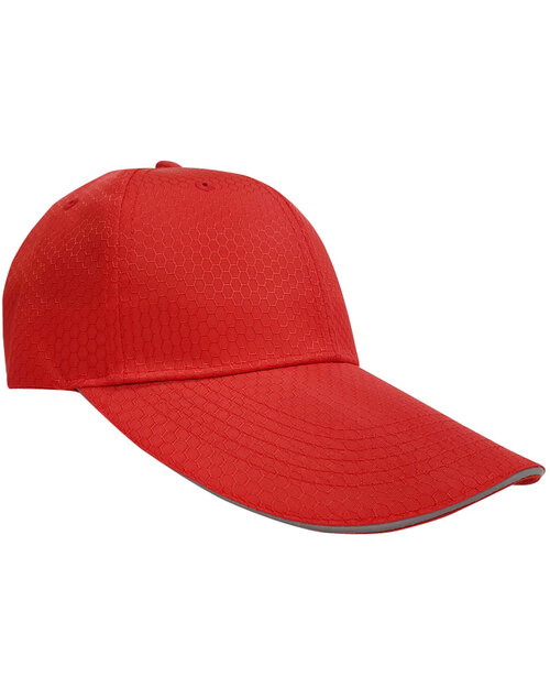 蜂網布六片帽夾反光條壓式銀釦-紅<span>HRS-A3-08</span>示意圖