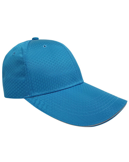 蜂網布六片帽夾反光條壓式銀釦-湖水藍<span>HRS-A3-09</span>示意圖