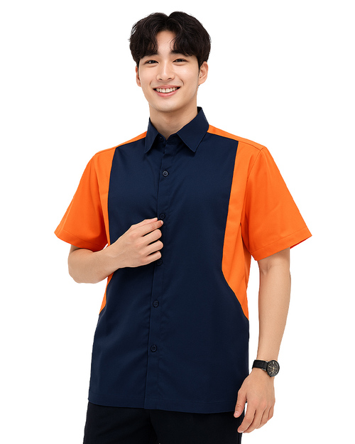 工作經理服｜短袖訂製款-丈青配桔｜<span>MAG-A24</span>示意圖