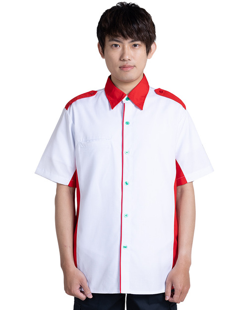經理服短袖訂製款-白配紅 <span>MAG-A27</span>示意圖