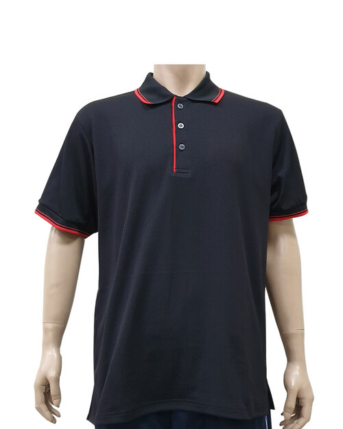 POLO衫訂製中性短袖束口-黑紅 <span>PCANB-P11-00476</span>示意圖