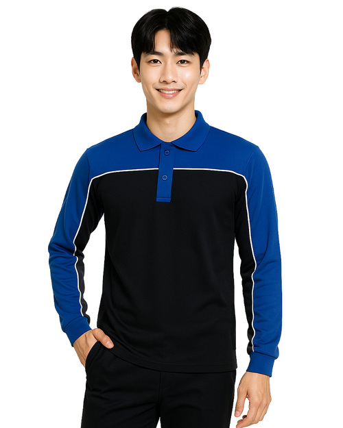 訂製中性｜束口袖剪接款｜黑接寶藍｜<span>PCANB-P12-00486</span>示意圖