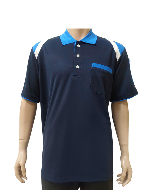 POLO衫訂製中性短袖-丈青肩接翠藍白 <span>PCANB-S01-00473</span>示意圖