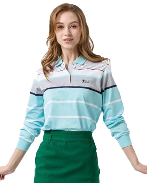 休閒POLO-TOP彈性排汗布-蒂芬妮配條<span>女版PD-L24136</span>示意圖