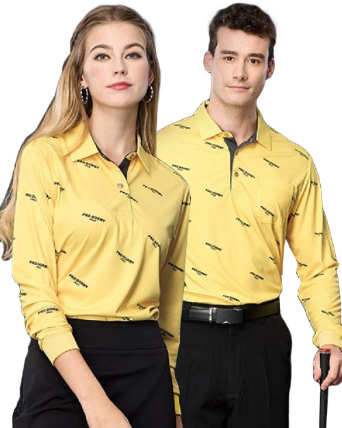 休閒POLO-精品彈性雙面布-黃色<span>男版PD-L81081女版PD-L81082</span>示意圖