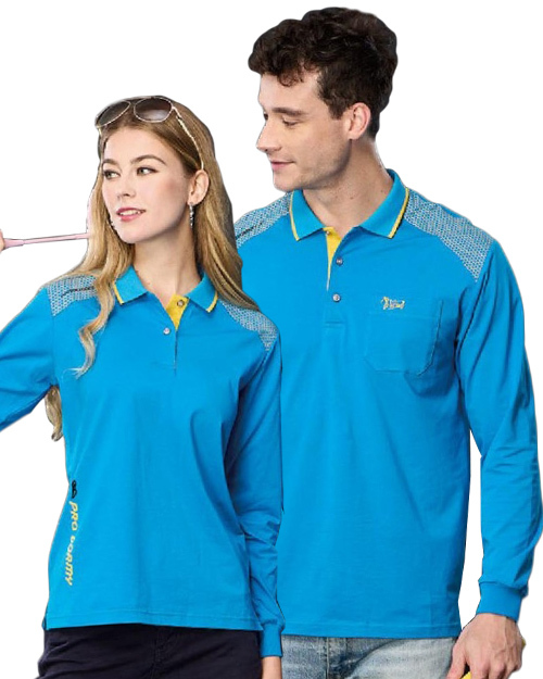 休閒POLO-冰瓷棉彈力布-翠藍 <span>男版PD-L81083女版PD-L81084</span>示意圖