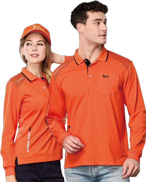 休閒POLO-冰瓷棉彈力布-橘色 <span>男版PD-L81085女版PD-L81086</span>示意圖