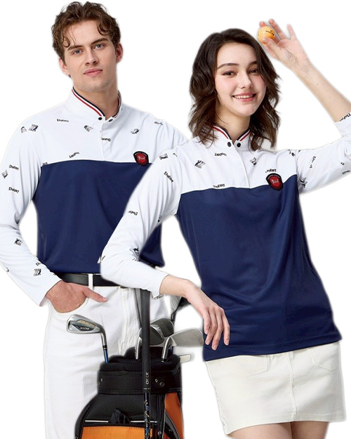休閒POLO-精品彈力雙面布-白配丈青<span>男版PD-L81139女版PD-L81140</span>示意圖