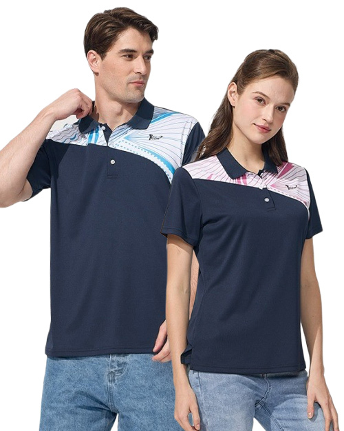 休閒POLO-3D彈力涼感排汗布-丈青 <span>男版PD-T51031女版PD-T51032</span>示意圖