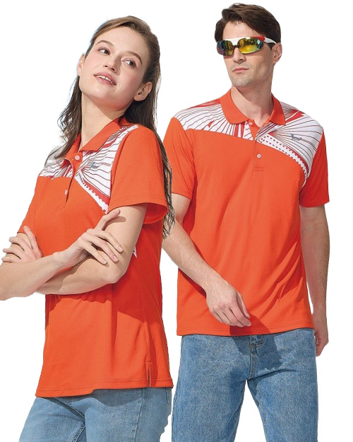 休閒POLO-3D彈力涼感排汗布-桔 <span>男版PD-T51033女版PD-T51034</span>示意圖