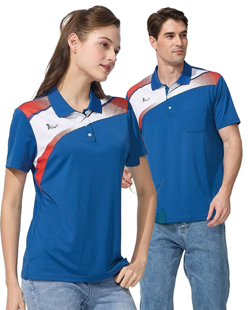 休閒POLO-3D彈力涼感排汗布-藍 <span>男版PD-T51037女版PD-T51038</span>示意圖