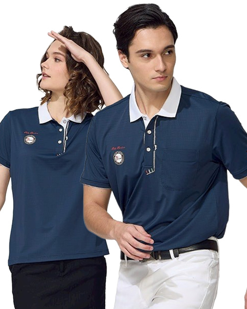 休閒POLO-高爾夫涼感布-丈青配白｜<span>男版PD-T61031_女版PD-T61032</span>示意圖