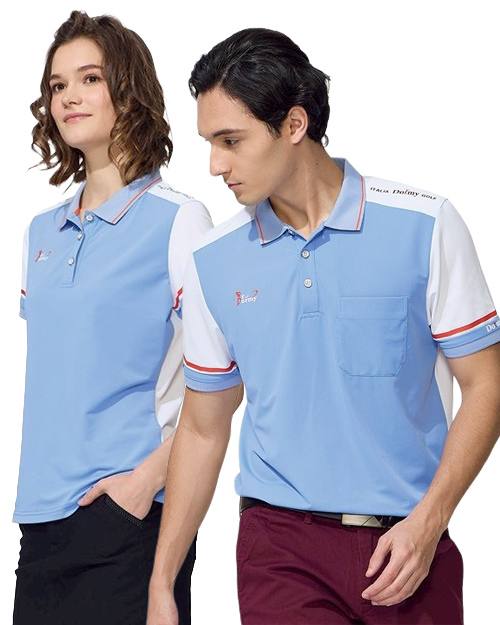 休閒POLO衫-動感珠地涼感布-天藍配白｜<span>男版PD-T61037_女版PD-T61038</span>示意圖