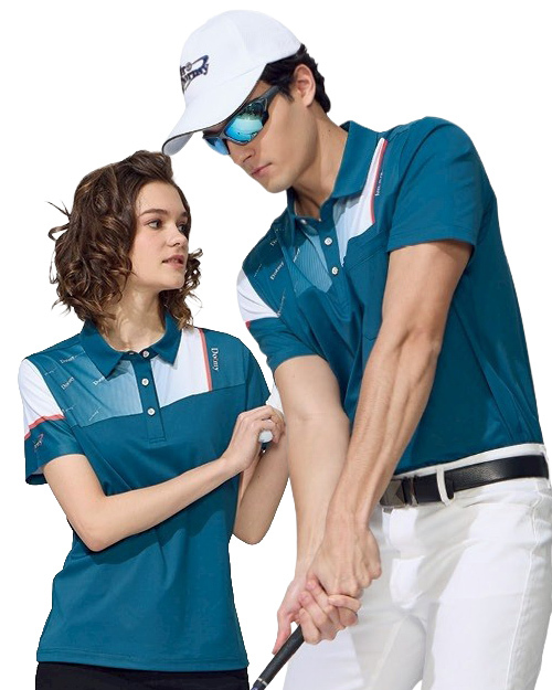 休閒POLO衫-細緻平紋雙面布-湖綠配白｜<span>男版PD-T61039_女版PD-T61040</span>示意圖