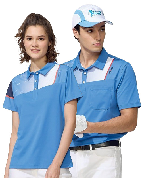 休閒POLO衫-細緻平紋雙面布-藍配白｜<span>男版PD-T61041_女版PD-T61042</span>示意圖