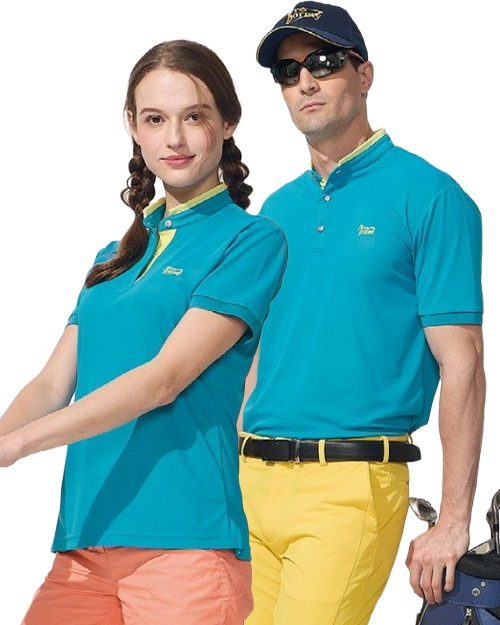 休閒POLO-冰感珠地布-藍 <span>男版PD-T81125女版PD-T81126</span>示意圖