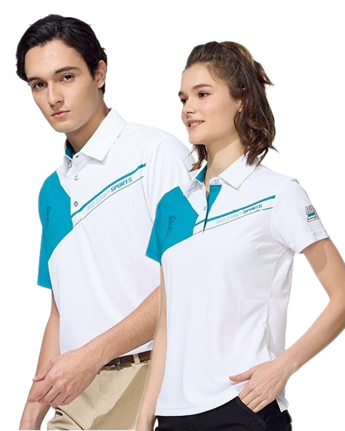 休閒POLO衫-精品彈力雙面布-白配藍｜<span>男版PD-T81155_女版PD-T81156</span>示意圖