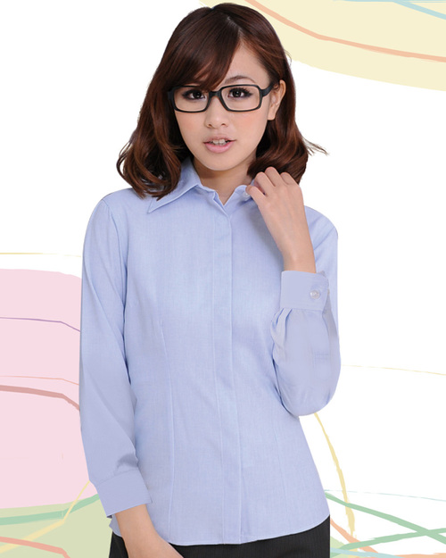女襯衫 長袖襯衫 短袖襯衫  淺藍色素面  <span>S-04A ＃P.15</span>示意圖