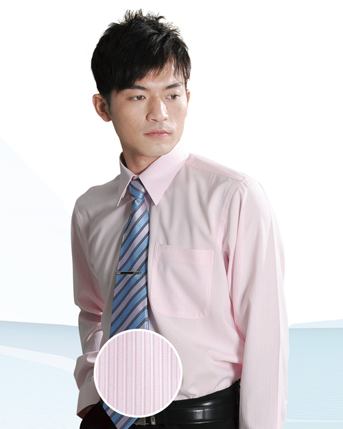 男襯衫 長袖襯衫 短袖襯衫 淺粉紅色條紋  <span>S-34 ＃P.44</span>示意圖