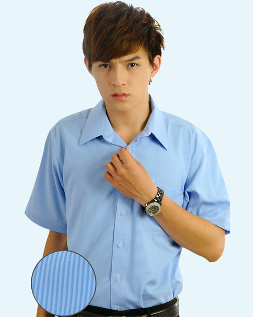 男襯衫 長袖襯衫 短袖襯衫 藍色條紋  <span>S-44 ＃P.46</span>示意圖