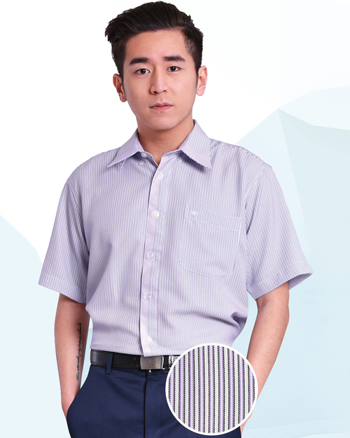 男襯衫 長袖襯衫 短袖襯衫 紫色條紋 <span>S-64 ＃P.43</span>示意圖