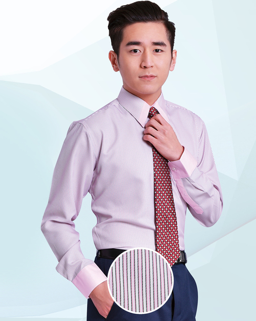 男襯衫 長袖襯衫 短袖襯衫 粉色條紋 <span>S-65 ＃P.43</span>示意圖