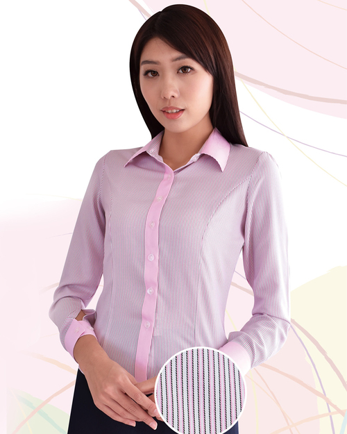 女襯衫 長袖襯衫 短袖襯衫 粉色條紋  <span>S-65EH ＃P.18</span>示意圖