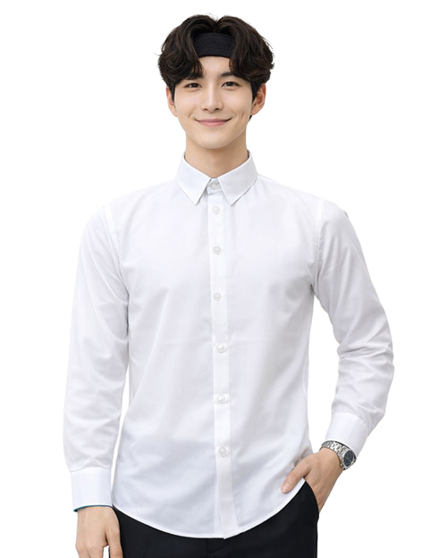 男款商務長袖襯衫｜白色｜訂製制服｜ <span>SCANB-602-1B-0001</span>示意圖