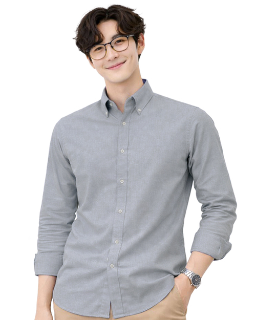 男款商務長袖襯衫｜牛津灰｜訂製制服｜ <span>SCANB-606-1B-0001</span>示意圖