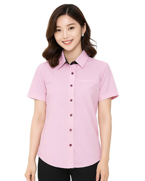 專櫃襯衫 訂製｜短袖 細條粉｜<span>SCANG-A01-04</span>示意圖