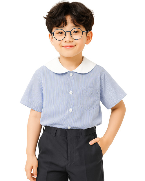 校服制服短袖  藍配深灰 <span>SCHUNI-B01</span>示意圖