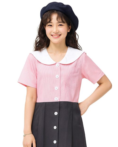校服制服連身裙 粉紅配深灰 <span>SCHUNI-D01</span>示意圖