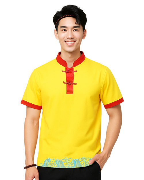 功夫裝/宮廟服-黃配紅<span>SHO-E02</span>示意圖