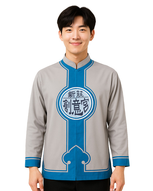 功夫裝/宮廟服 灰配藍<span>SHO-E04</span>示意圖