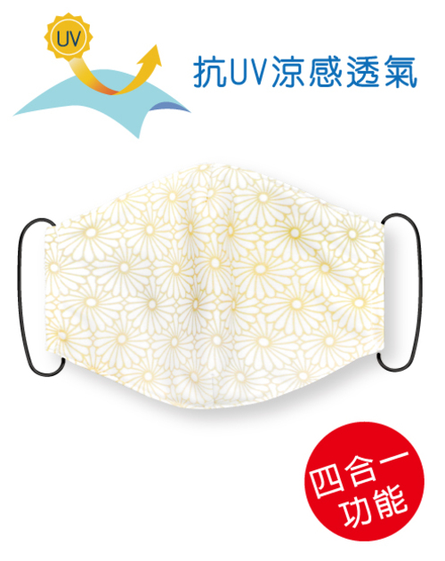 四合一抗UV涼感透氣-可塞濾材或醫療口罩的四用布口罩套- 日式花紋<span>SU-F28</span>示意圖