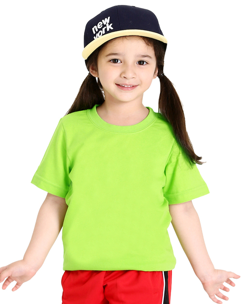 T恤純棉圓領短袖童版-螢光綠<span>TC25K-A01-215</span>示意圖