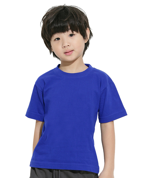 T恤純棉圓領短袖童版-寶藍<span>TC25K-A01-218</span>示意圖