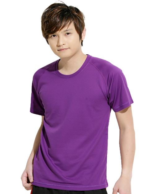 透氣排汗T圓領短袖斜袖款中性-紫色<span>THTB-A01-60</span>示意圖