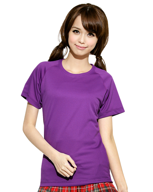 透氣排汗T圓領短袖斜袖款腰身-紫色<span>THTG-A01-60</span>示意圖